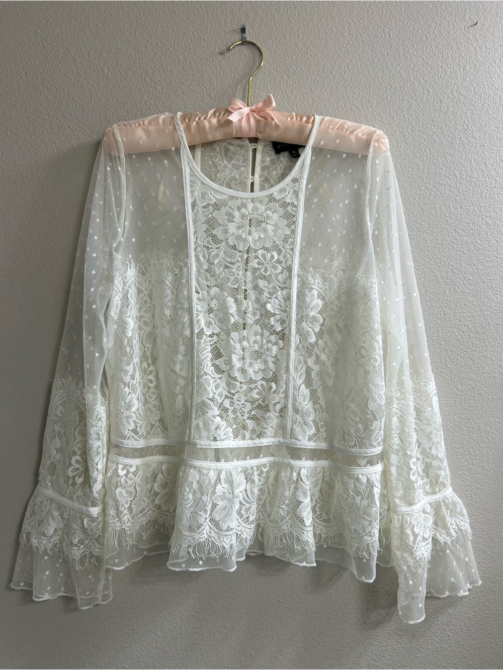 My Michelle Ivory Lace Sheer Blouse
